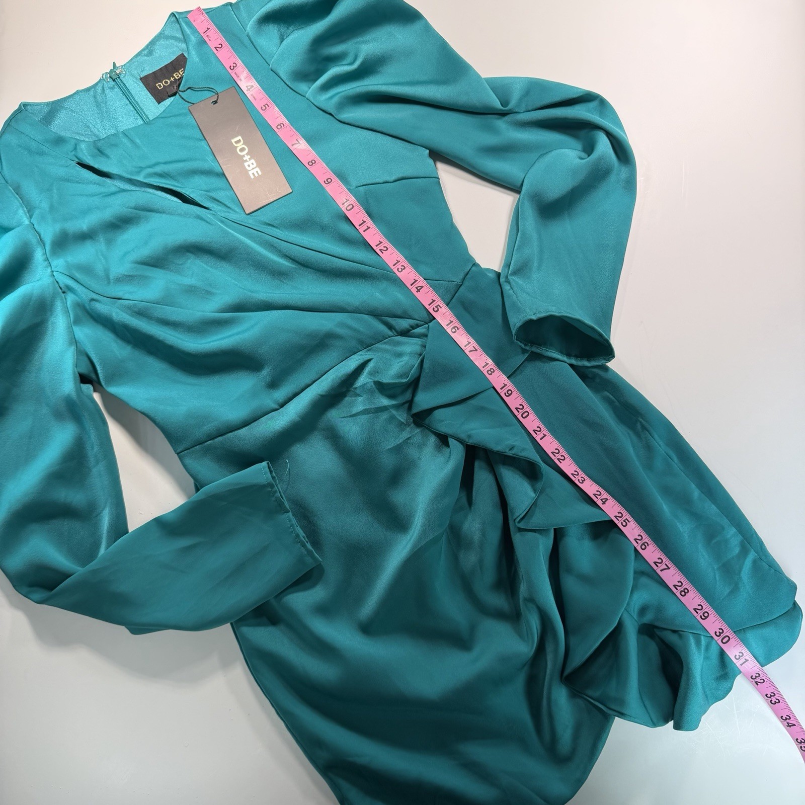 Do + Be Women’s Turquoise Blue Long Sleeve Cocktail Dress Semi Formal NWT S