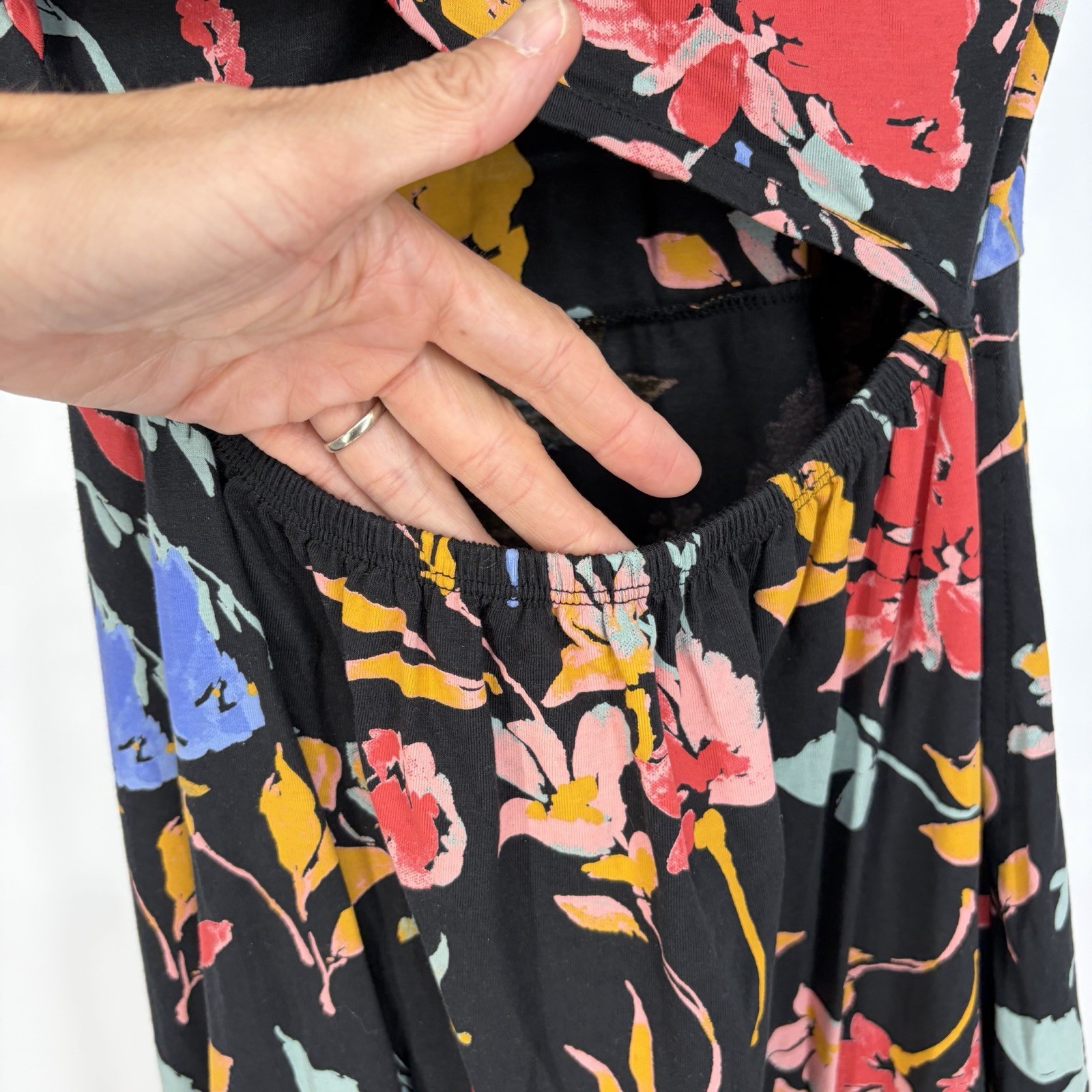 Pact Fit And Flare Crossback Maxi Dress S Nightfall Blooms Organic Boho Floral