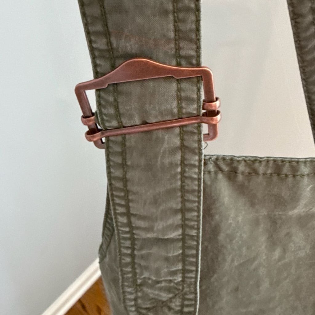 Free People Harper Skirtall Utility Overall Dress in Olive