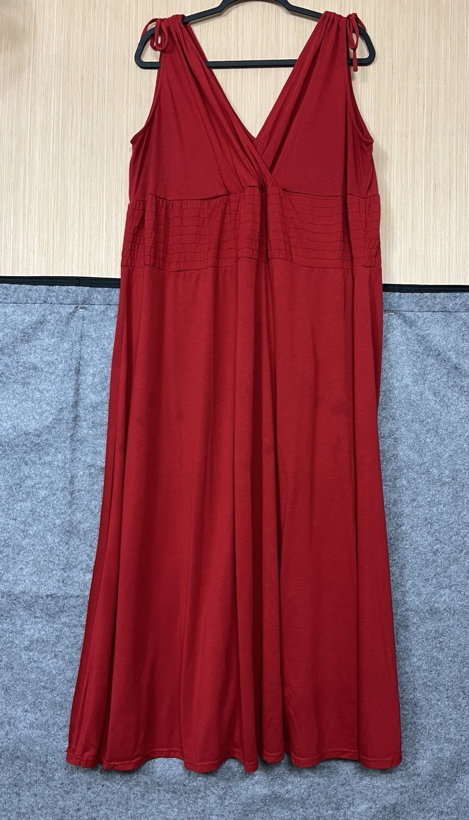Just Love Red Maxi Dress Sleeveless Deep V-Neck Adjustable Tie Straps Size 3XL