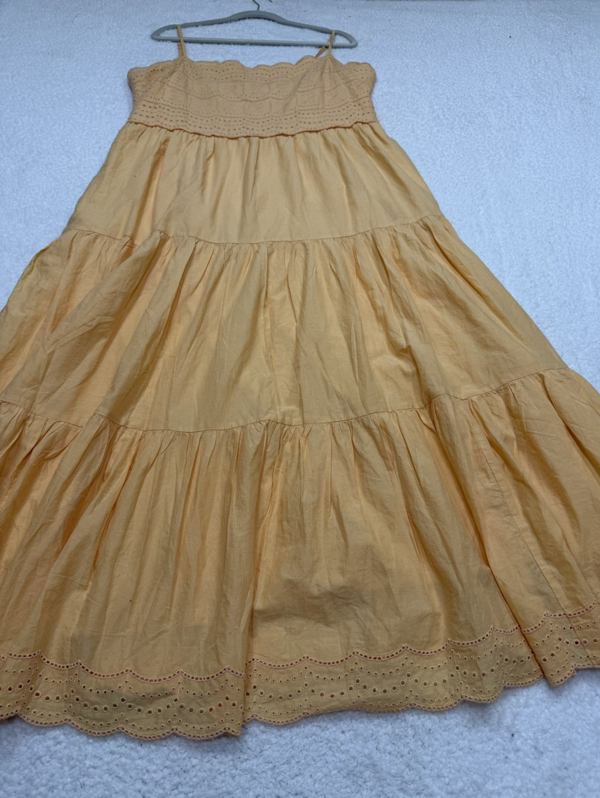American Eagle Midi Dress Scalloped Orange Cotton Boho Vacay Preppy Size XXL NWT