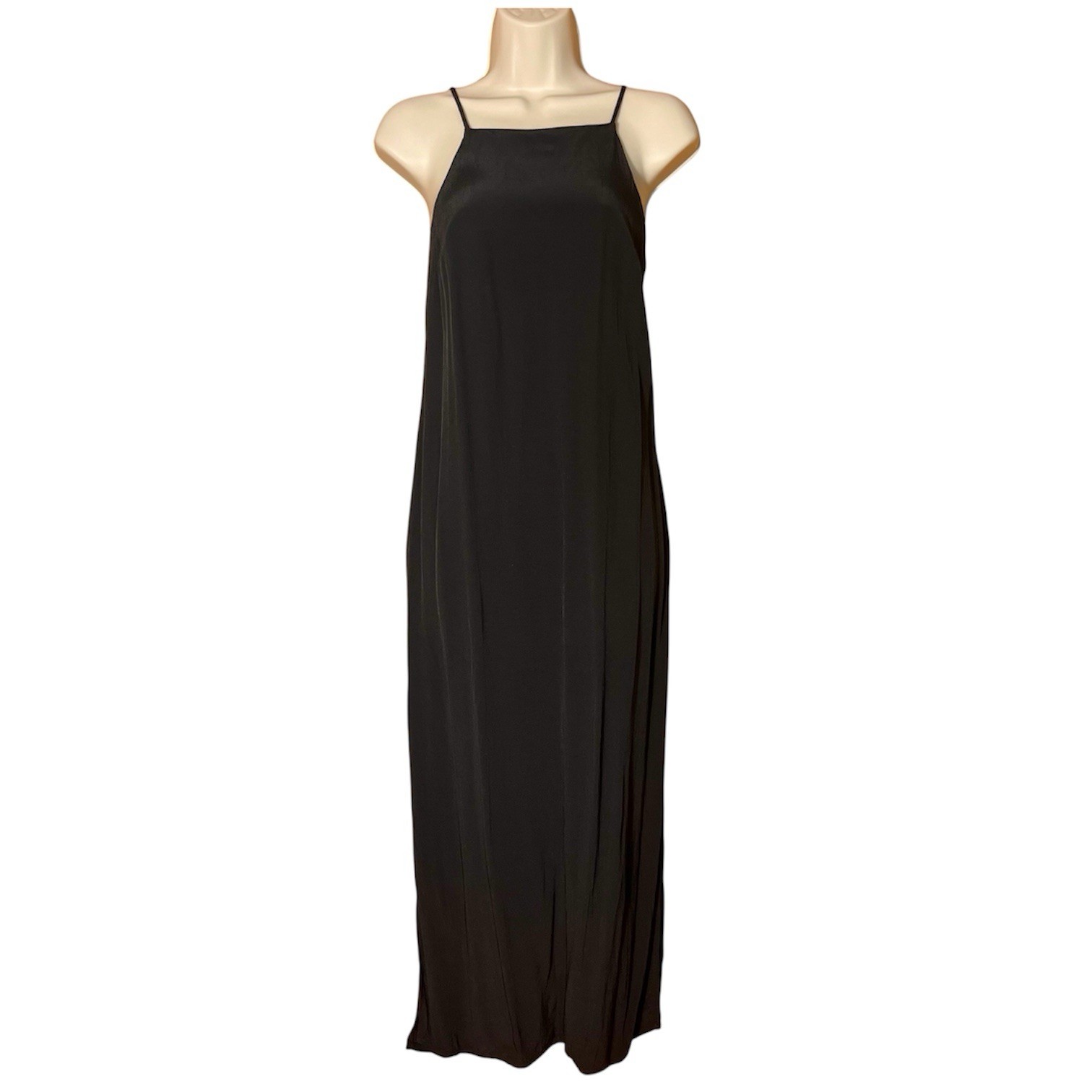 Topshop Minimalist Tank Sun Dress Racerback High Cut Slit Sz 4 S Black Halter