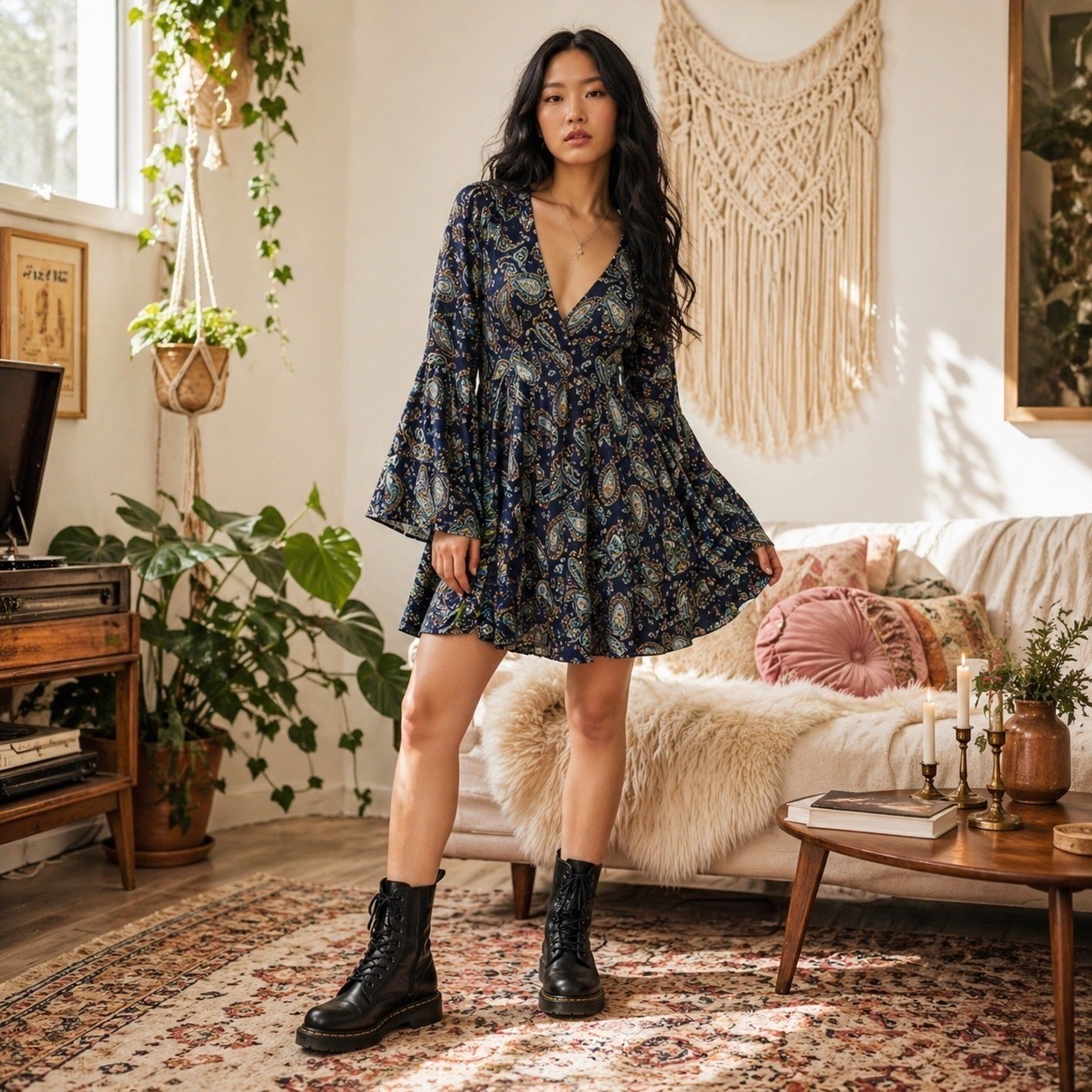 Betsey Johnson Fairy Grunge Whimsigoth Paisley Boho Mini Dress 6 Festival Indie