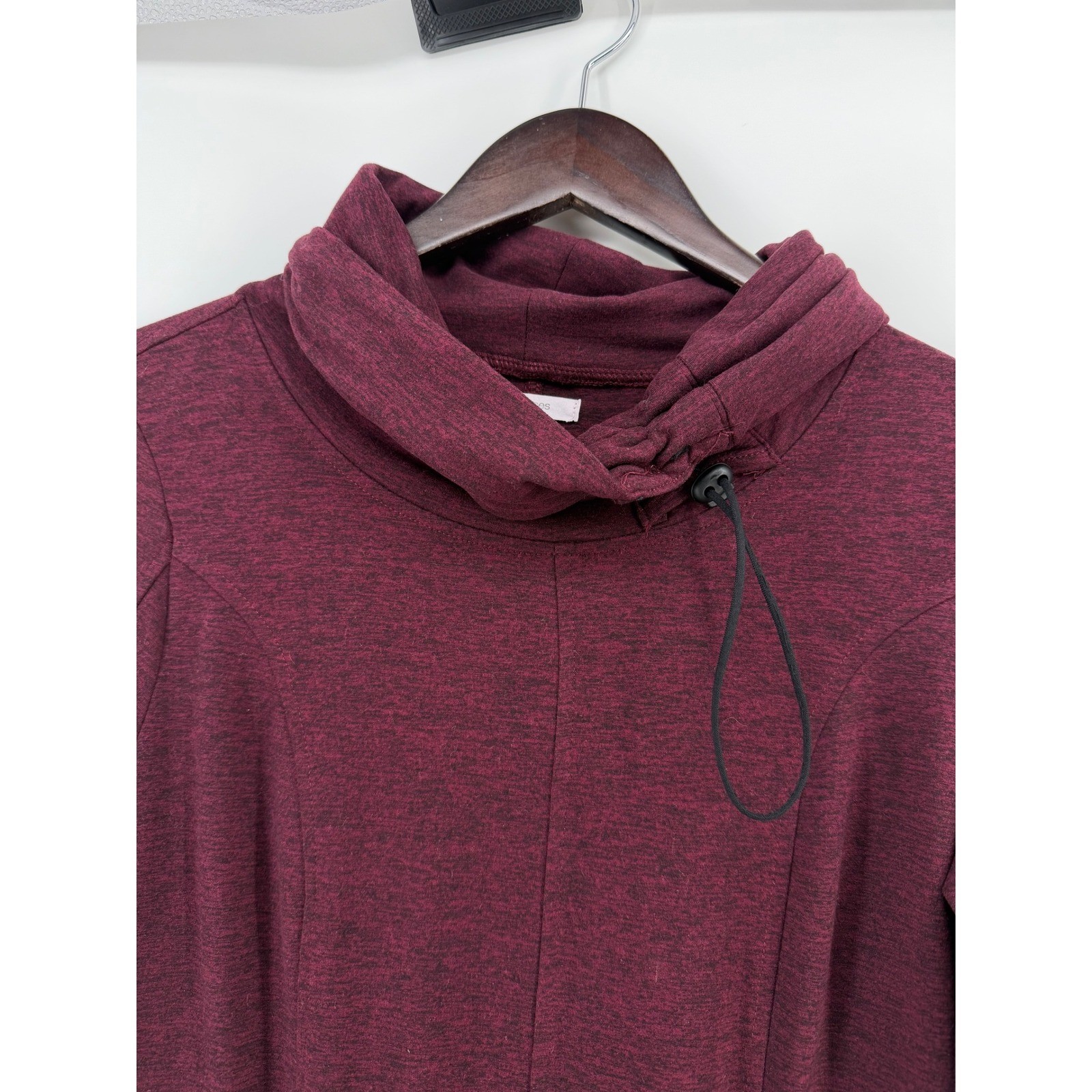 Maurices Womens Burgundy Heathered Cowl Neck Pockets Sweater Dress Small