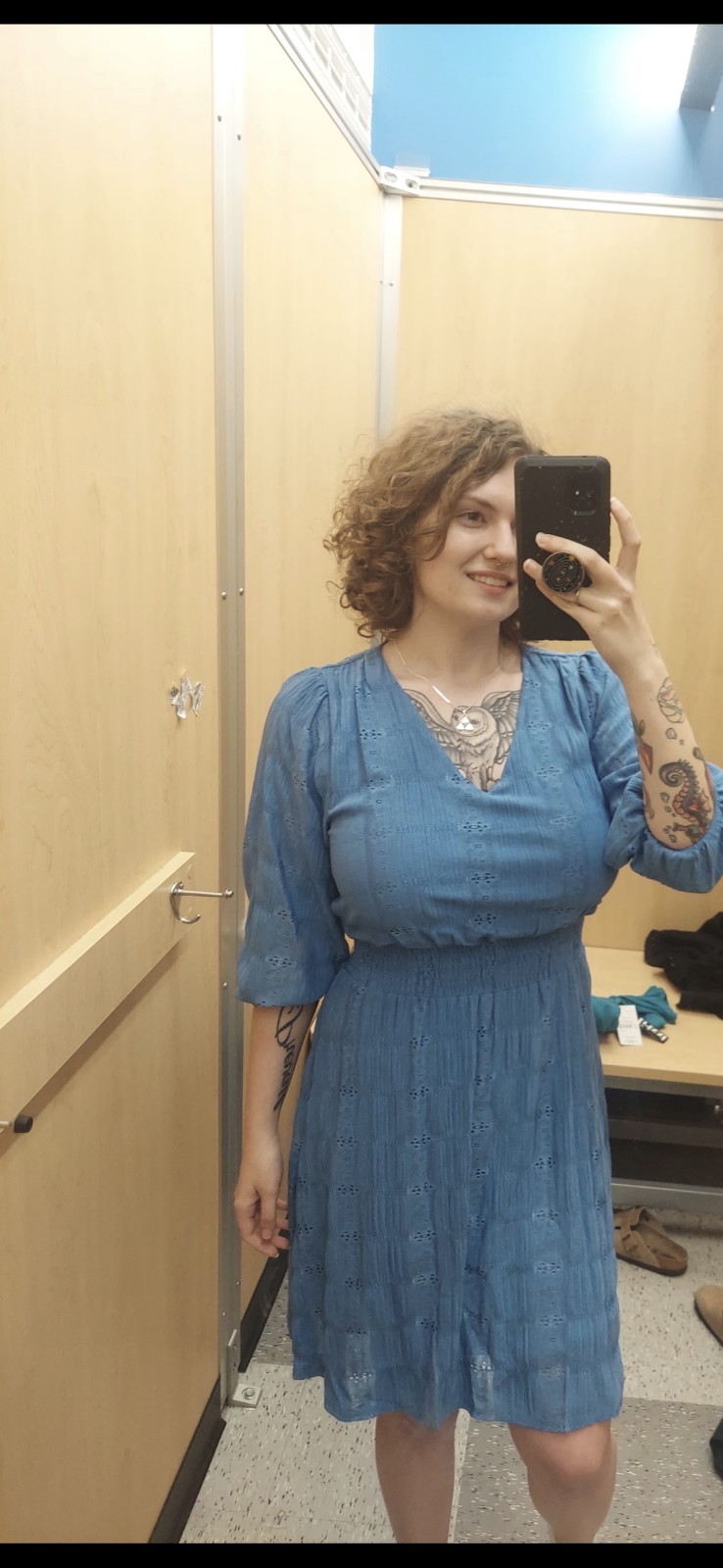 Womens Size 6 Blue Coquette Cottagecore Summer Sleeved Dress Fitted Waist