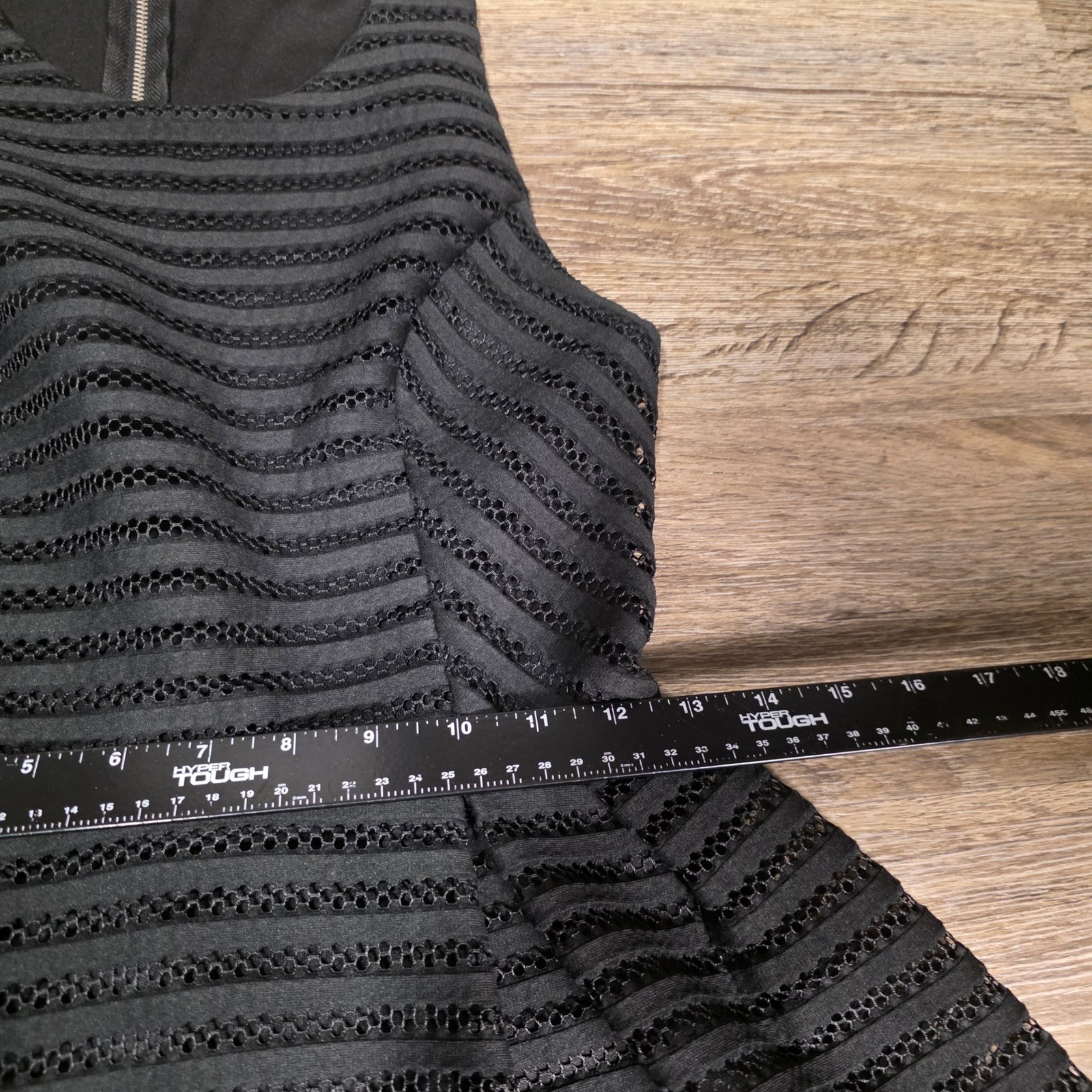 Rustic Royals Womens Small Fit and Flare Dress Black Striped Mesh Sleeveless