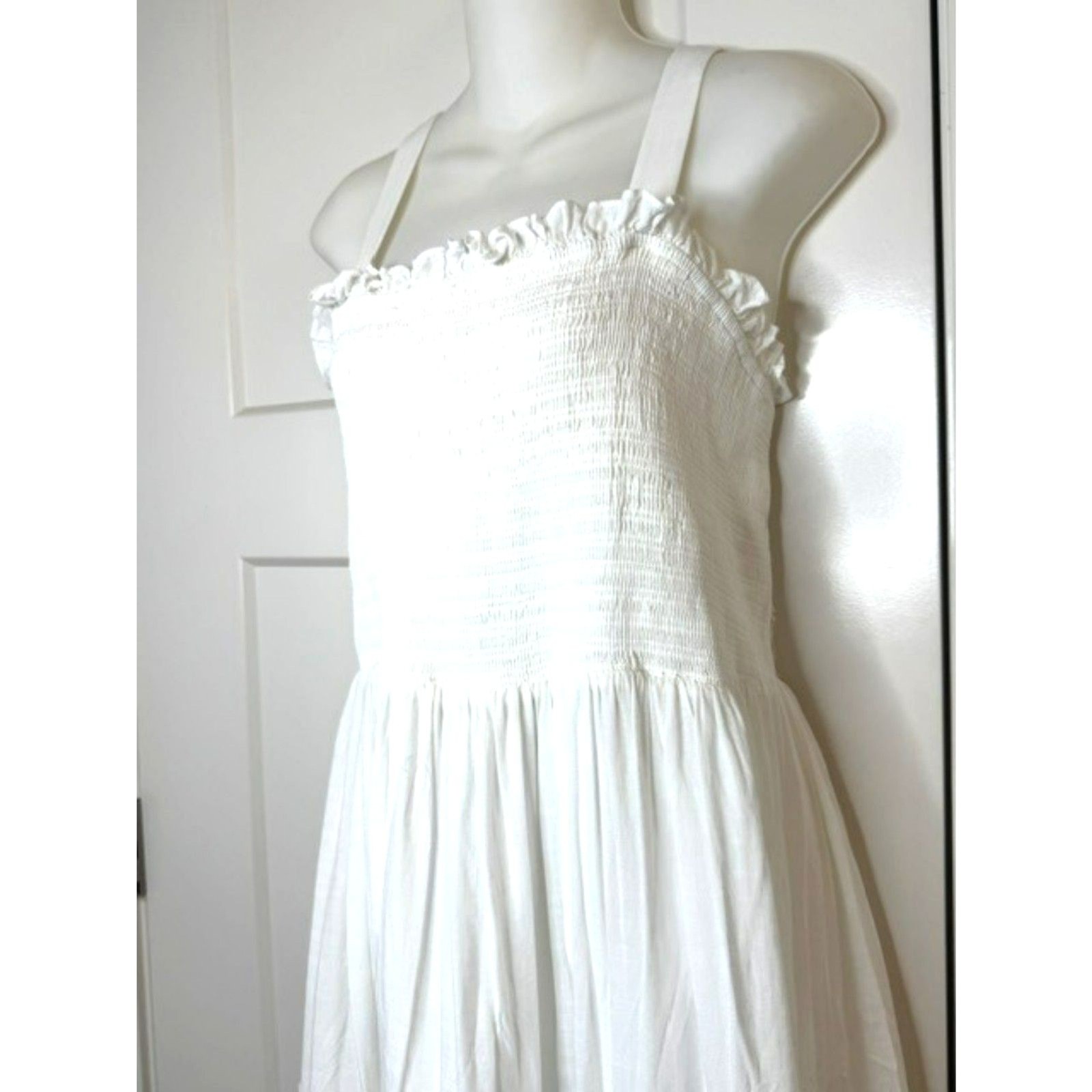 MOD CLOTH MODCLOTH BOHO ON THE RANGE WHITE COTTON BLEND MAXI DRESS PLUS SIZE 1X