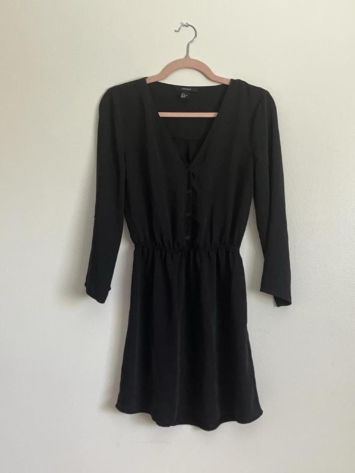 Forever 21 Mini Dress Size S Women’s Black Long Sleeve Elastic Waist Workwear