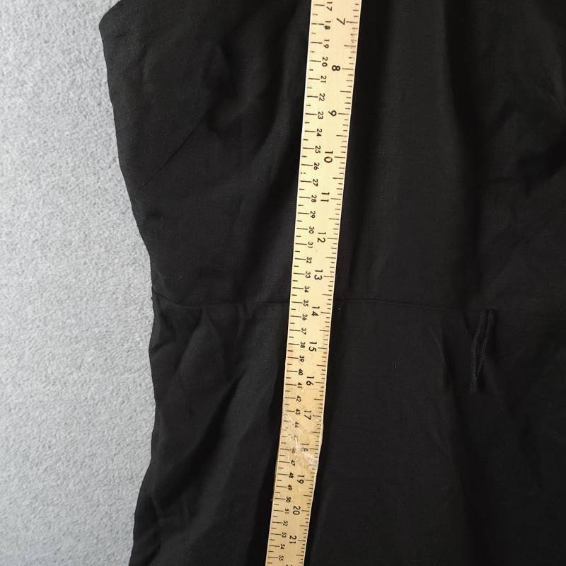 Eliza J Beaded-Strap Contrast-Trim Halter MIDI Dress Women’s 2 Black Linen Blend