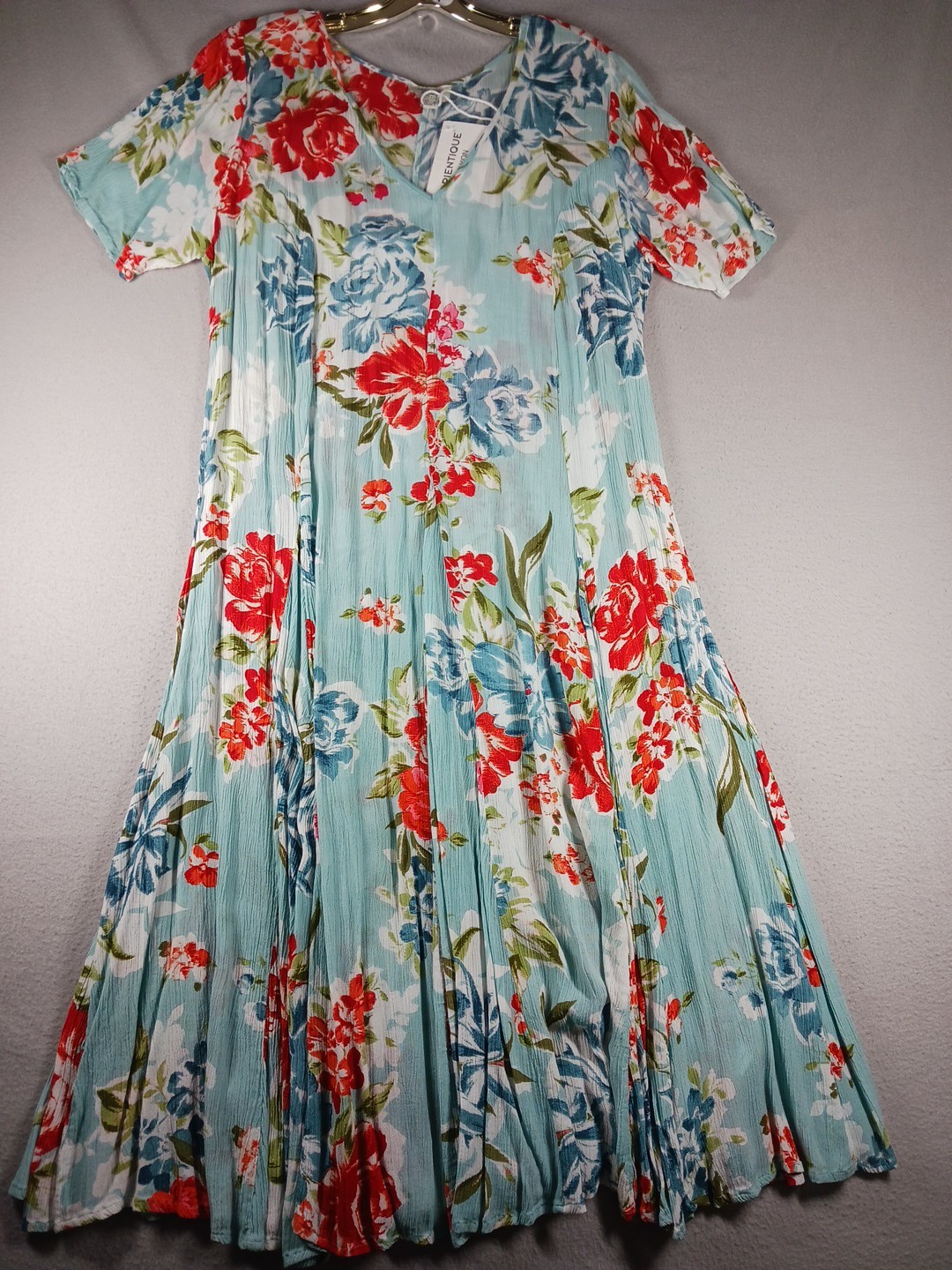 Orientique Maxi Dress Women L Floral Tropical Vacation Islands100%Rayon Artist