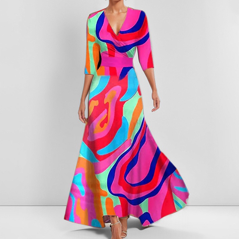 Luxury Evening Dress Long Women Elegant V Neck Formal Party Maxi Dress Prom Gown