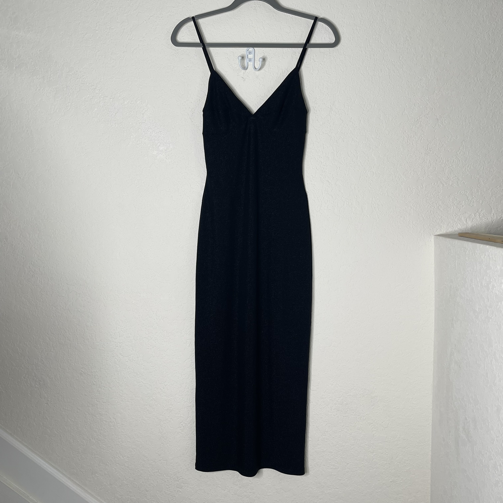Reformation Slip Dress Semi Sheer Size Small Black Metallic Lightweight Party