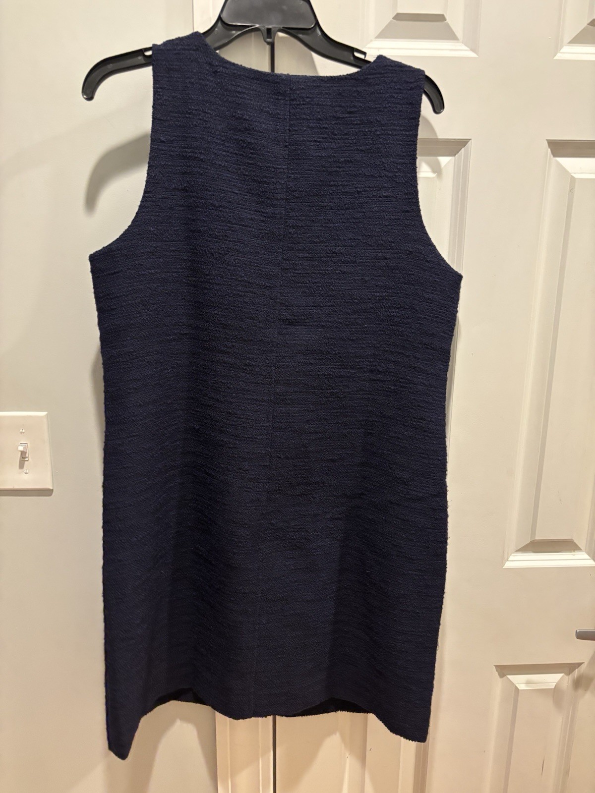 J.Crew Sleeveless Button-Down Boucle Shift Dress Navy Size 12 Womens Classic NWT