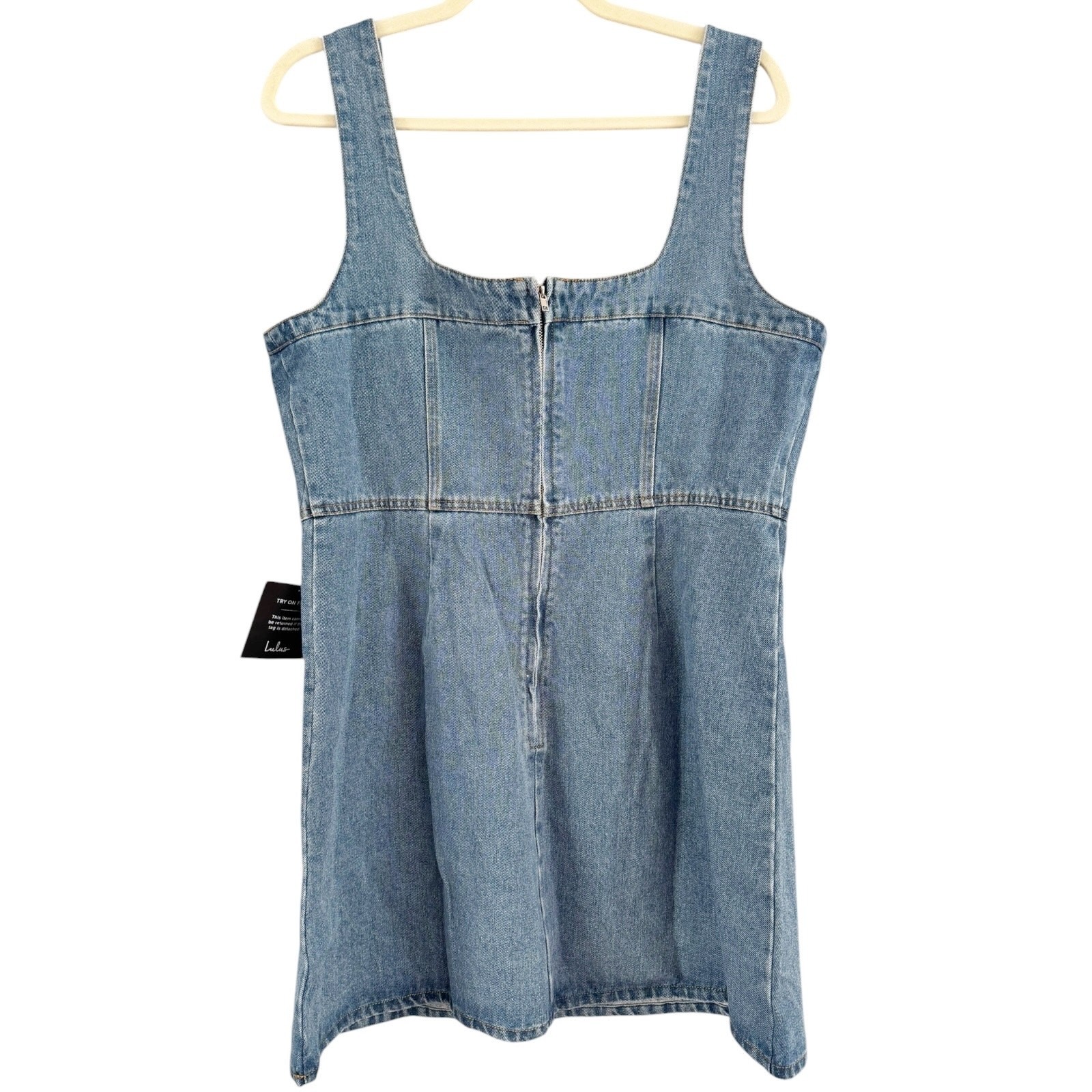 NWT Lulus So Delighted Medium Wash Denim Corset Seam Mini Dress Size XL