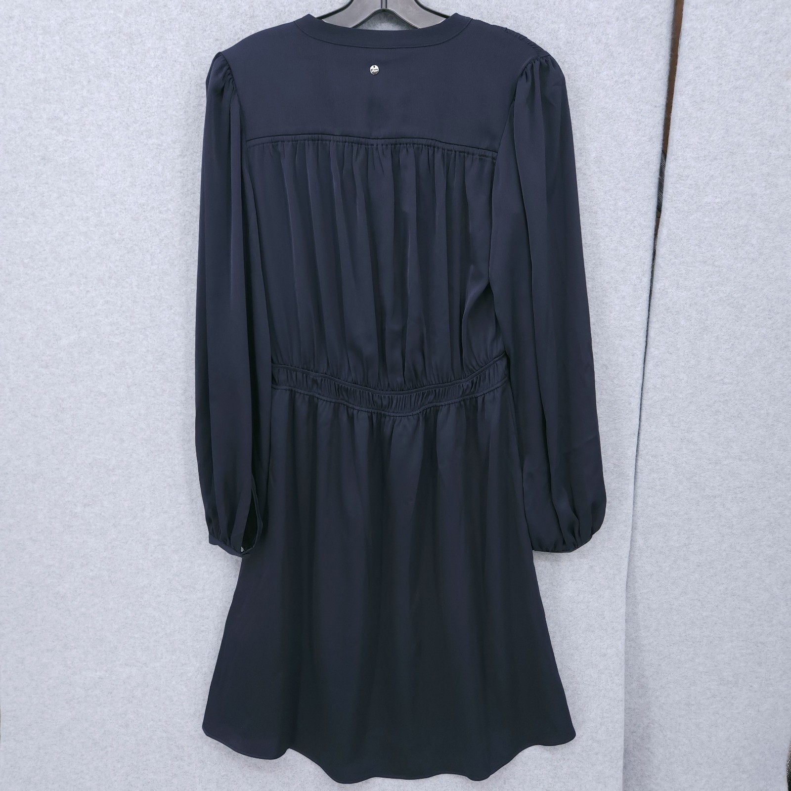 Boss Orange Decly Tie Neck Long Cuff Sleeve Dark Blue Dress Womens Size 10 NWT