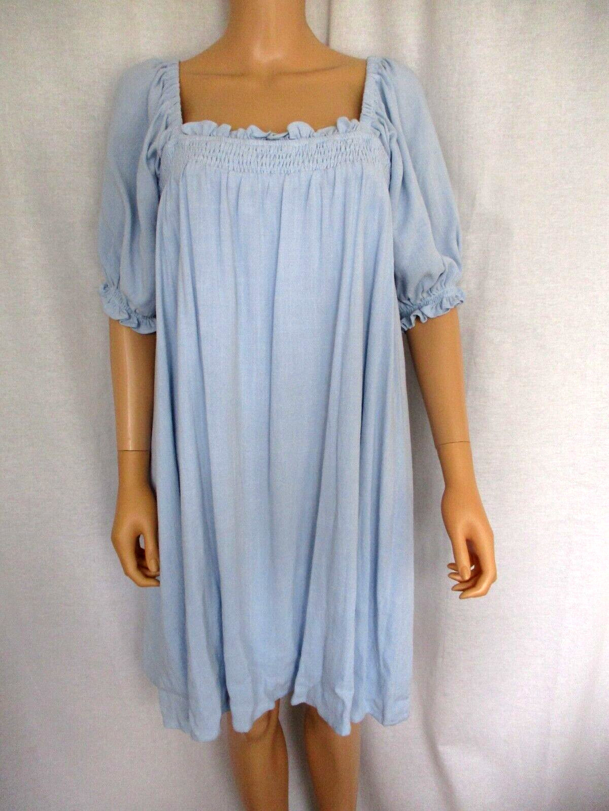 Sugarlips Dress XL Placid Blue Fully Lined Rayon & Linen Elastic Bodice & Sleeve