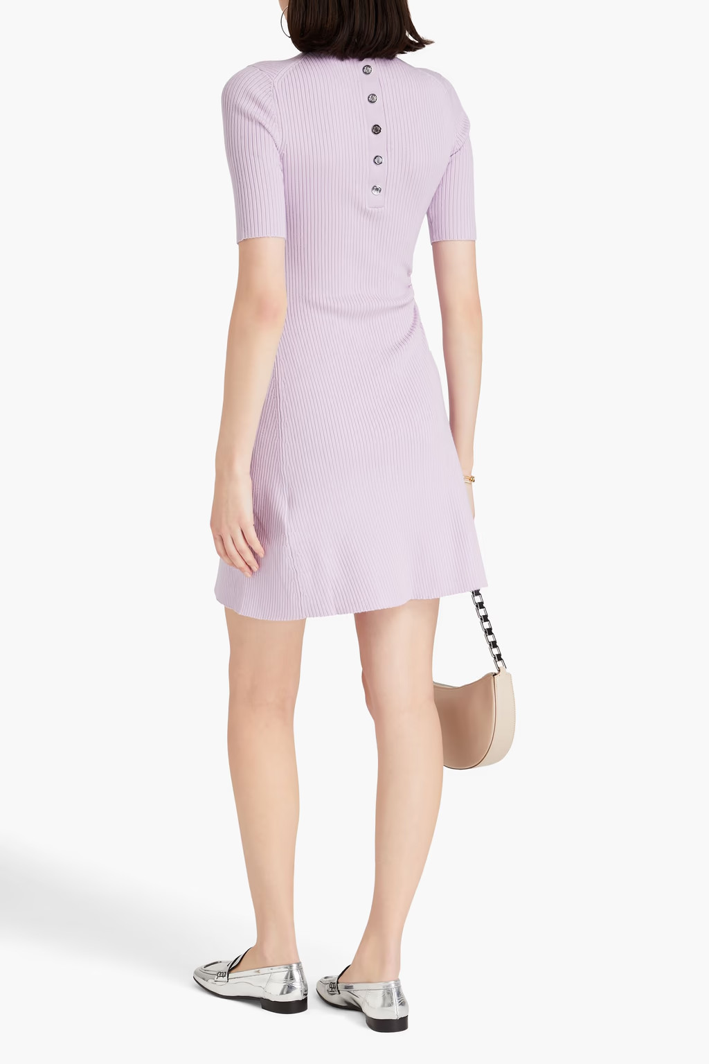 NWT $295 maje Parma Cutout Ribbed-knit Mini Dress FR 40/L