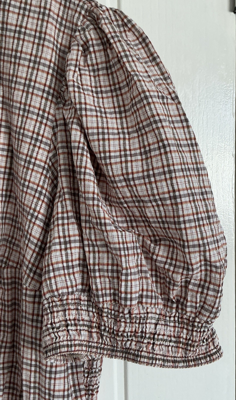 Anise JD Williams Summer S20 Milkmaid Gingham Style Dress Rust Brown and Grey Ex