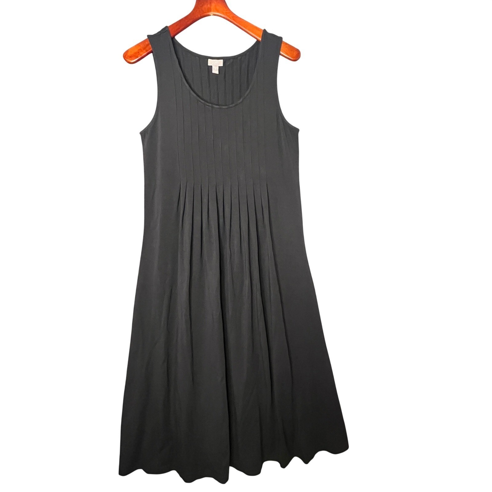 J Jill Black Pleated Tank Dress Petite M Stretch Classic Versatile Travel Work