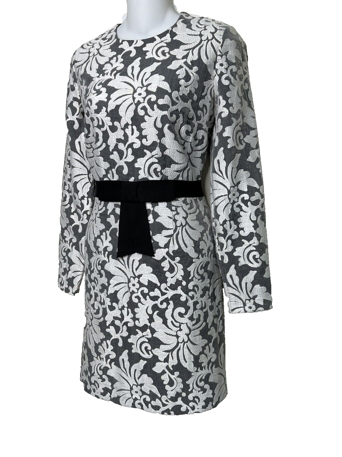 Draper James Gray & White Embroidered Fabric Dress Occasion Long Sleeve~ 4