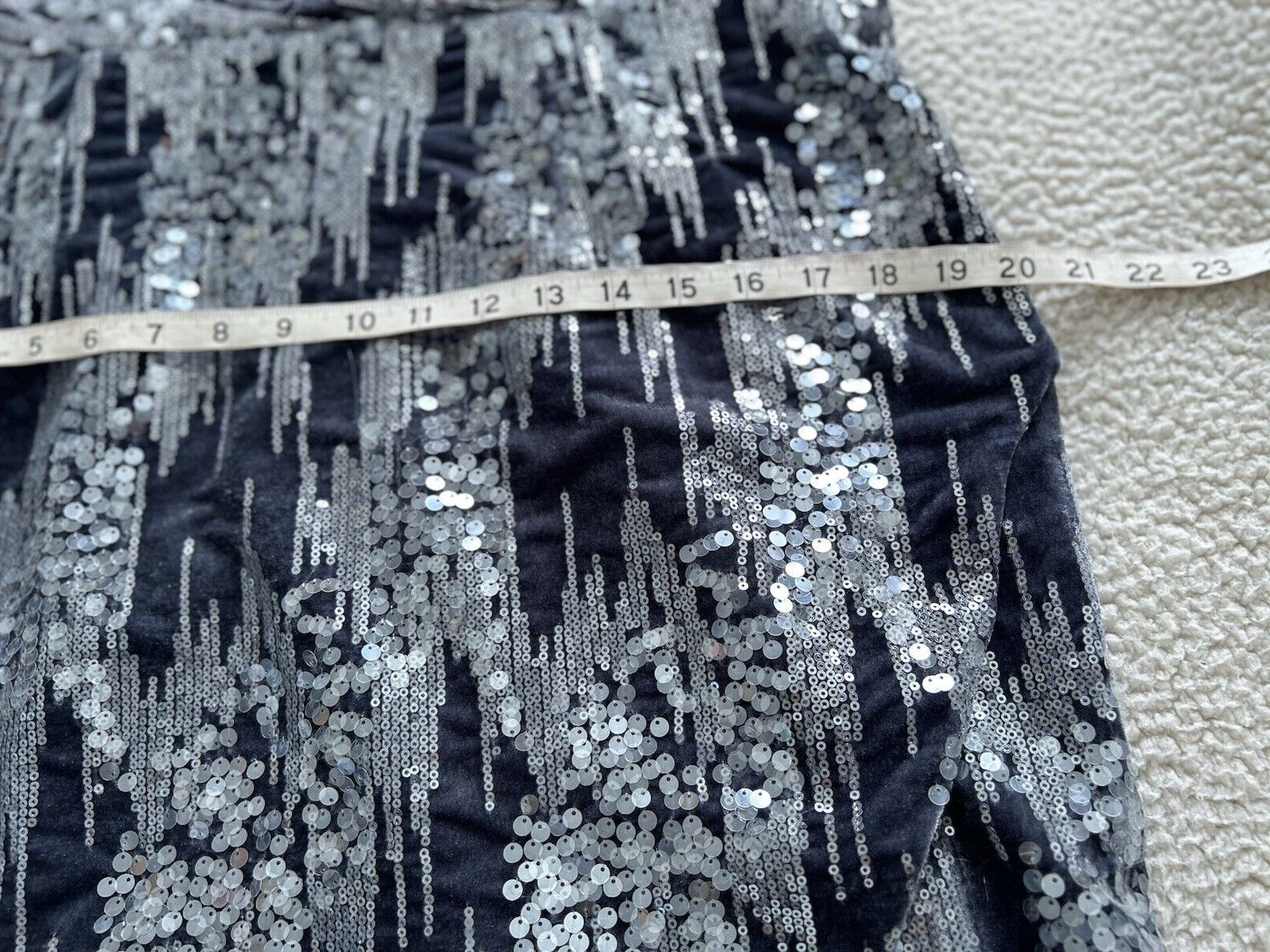 JS Collections June Sequin Velvet Faux Wrap Cocktail Dress in Gray/Silver Sz 16
