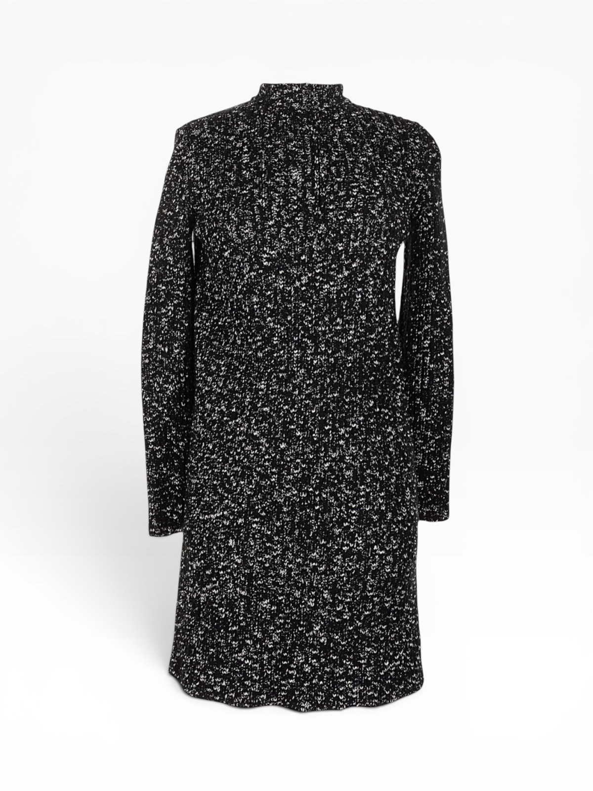 Celine Phoebe Philo 2014 Black White Marled Knit Tunic Sweater Dress Medium M
