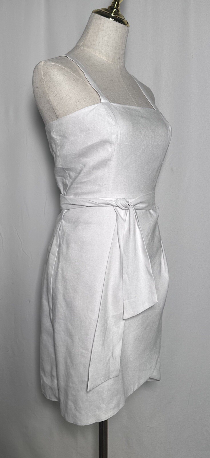 Gianni Bini Sheath Dress Wrap 4 Linen Blend Belt Spaghetti Straps White NW $129