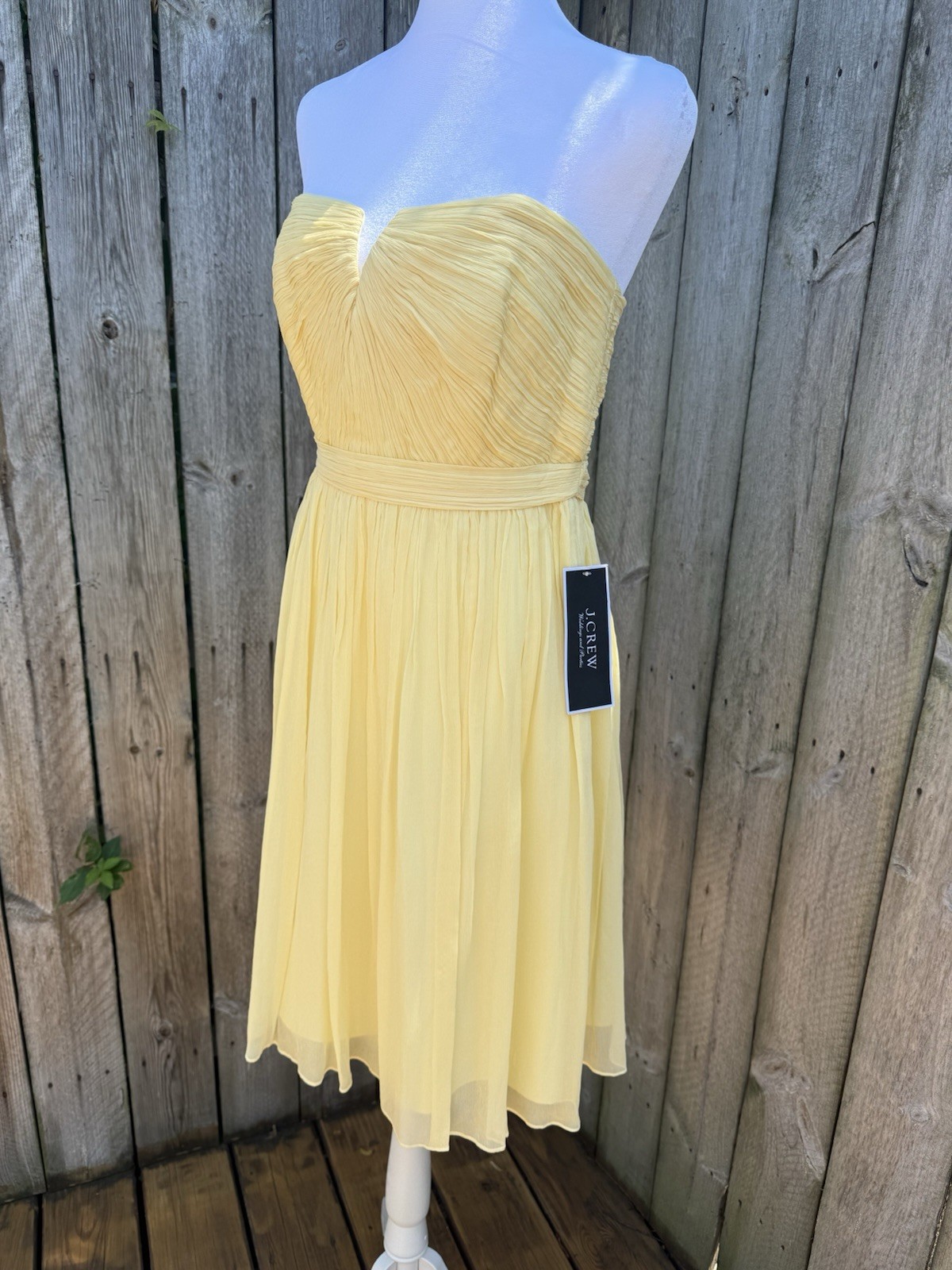 J.Crew Nadia Silk Chiffon Strapless Pleated Dress Champagne Size 6 NWT