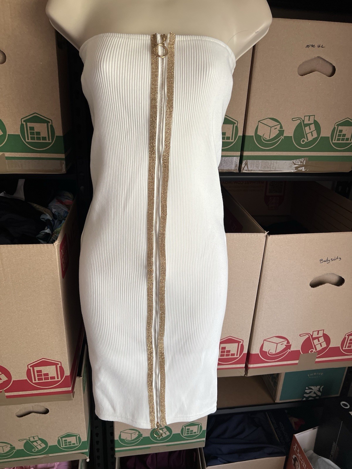 Akira Womens Ribbed Tube Zipper Front Dress. Size Medium