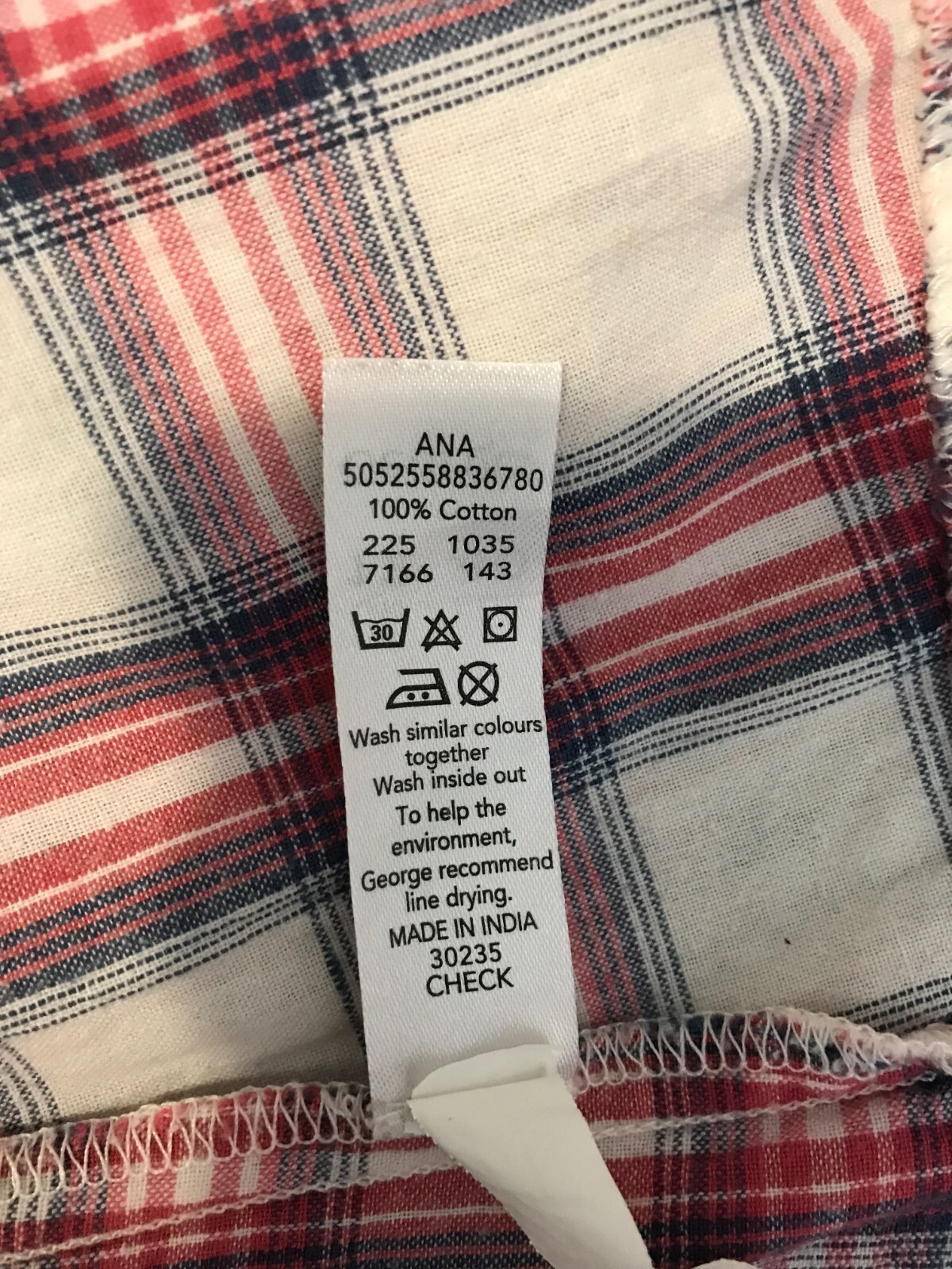 White Red Tartan Check Cotton Embroidered Summer Ruffle Dress size 12 George
