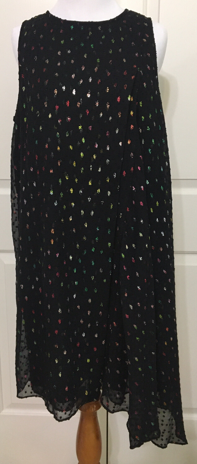 NWT Alex Marie size 10 black pink gold sleeveless polka dot dress $148