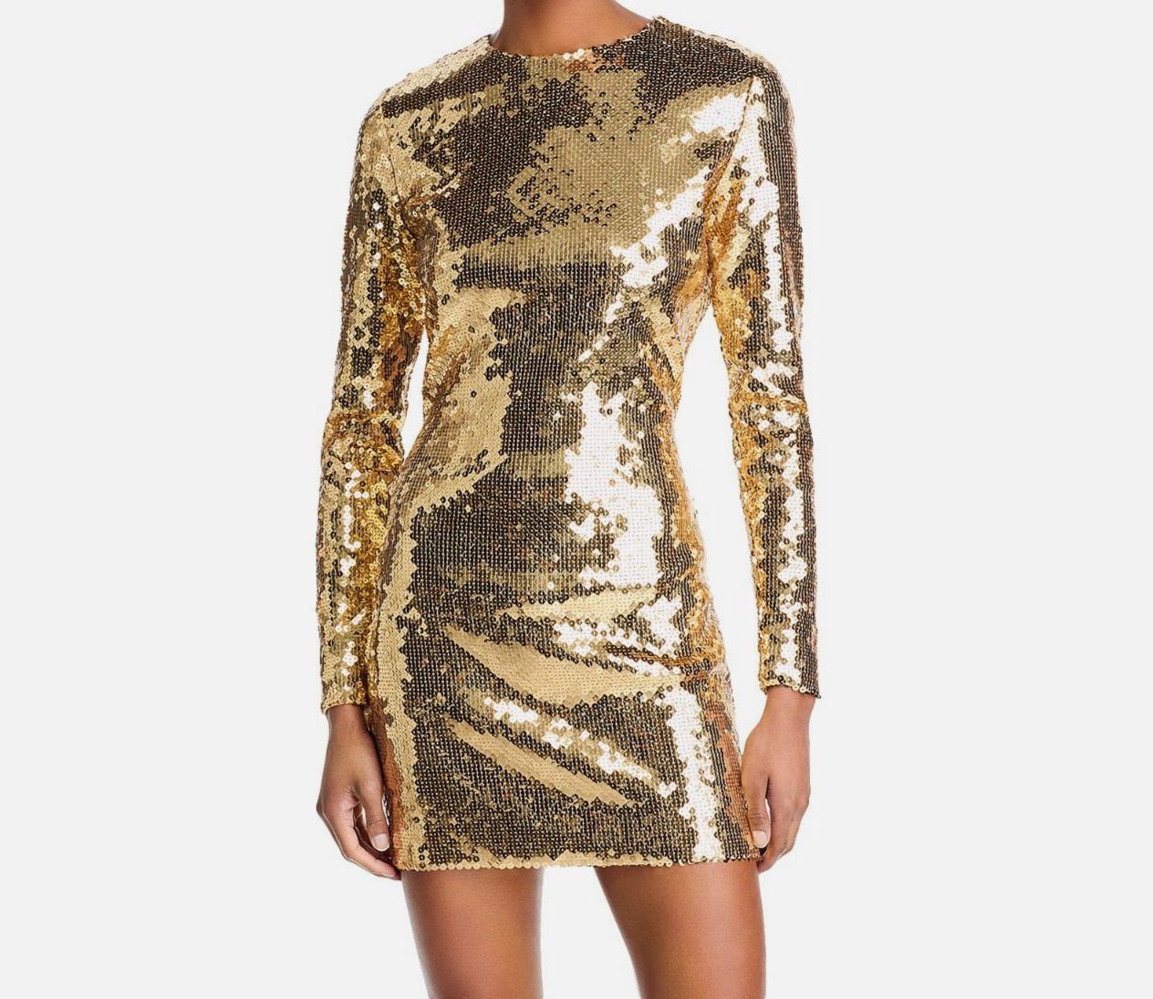 Sergio Hudson Women’s Gold Sequined Open-Back Mini Dress Size 0