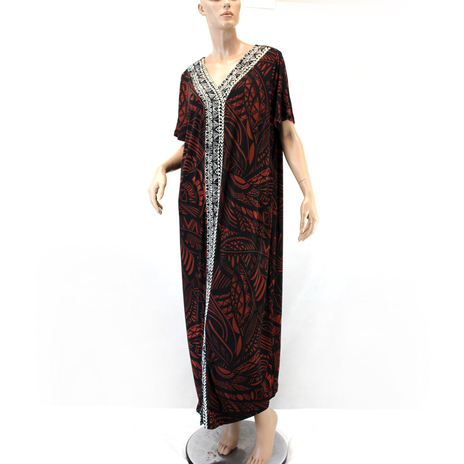 Catherines Plus Size Black/Brown/White V-Neck MAXI DRESS 2X, 22/24W