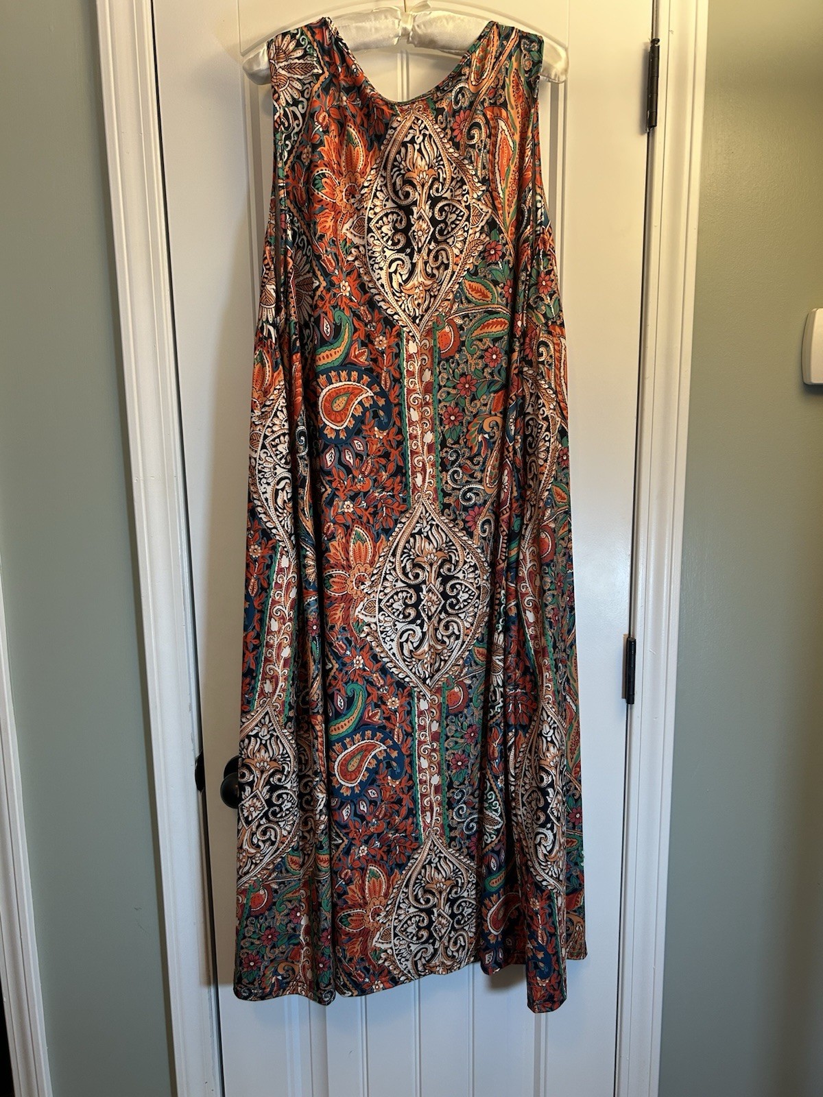 Unbranded Plus Size 5XL Boho Paisley Comfort Dress Colorful Stretch Flowy Long