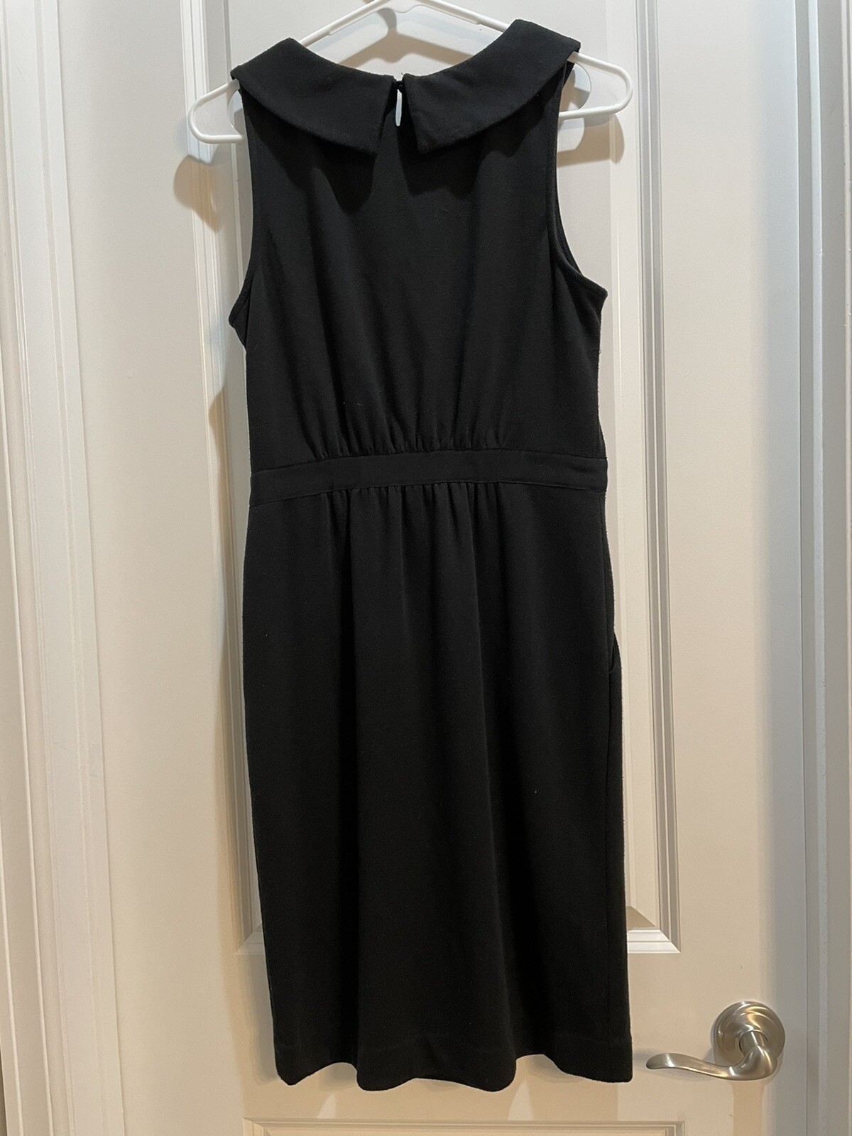 J.Crew Womens Dress Sz 8 Black Collared Neck Sleeveless Cinch Waist Side Pocket