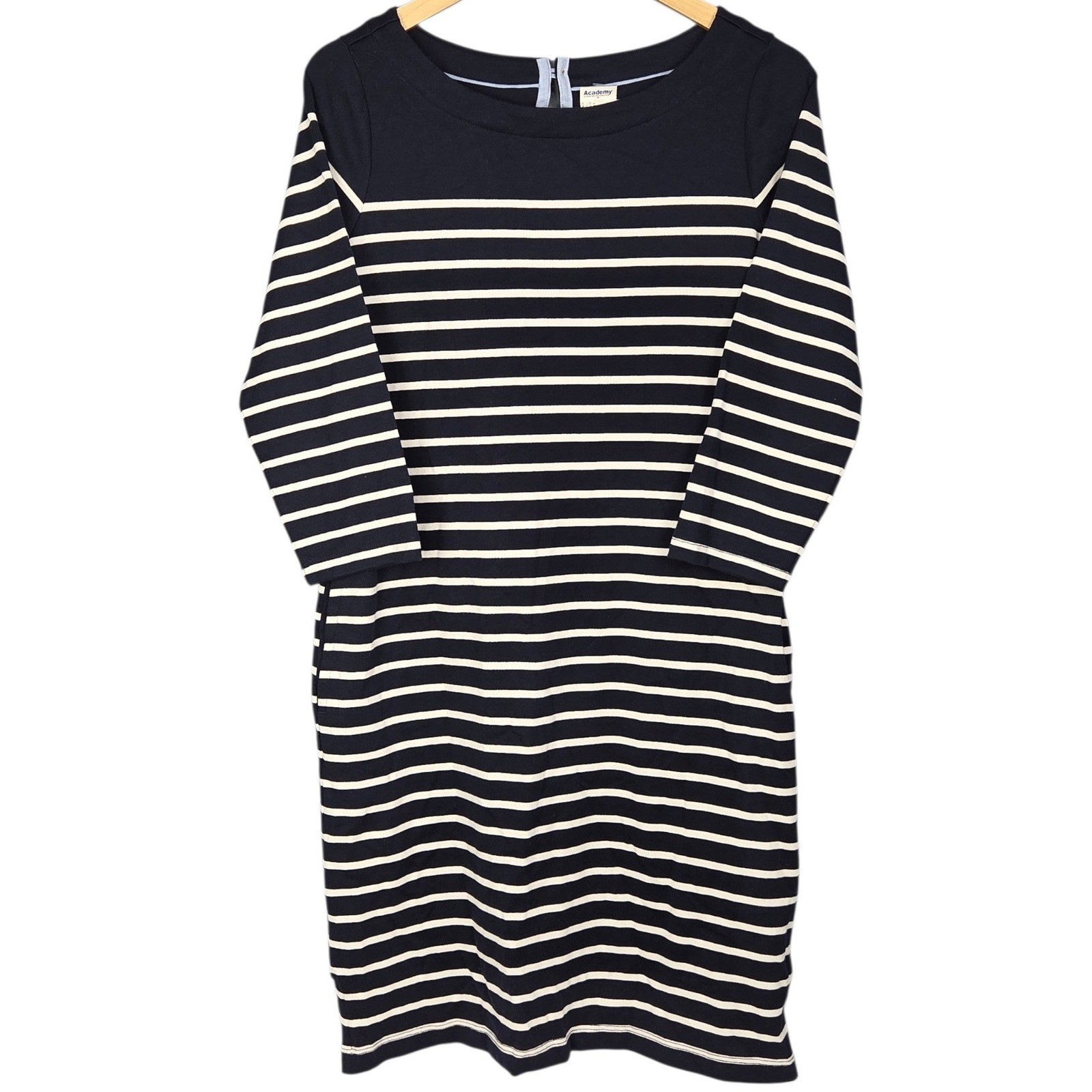 LL Bean Heritage Mariner Dress Women XS Navy White Stripe Stretch Pockets NEW