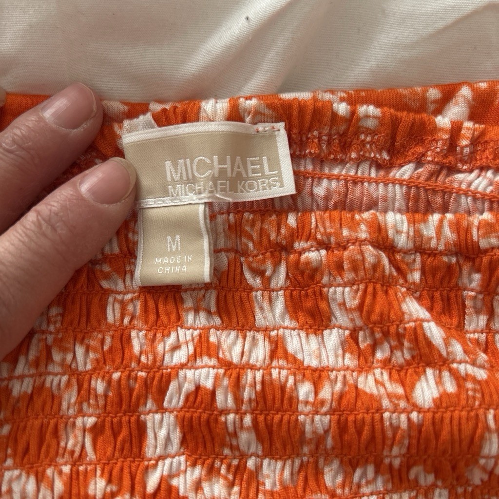 Michael Kors Orange And White Ruched Top Long maxi dress