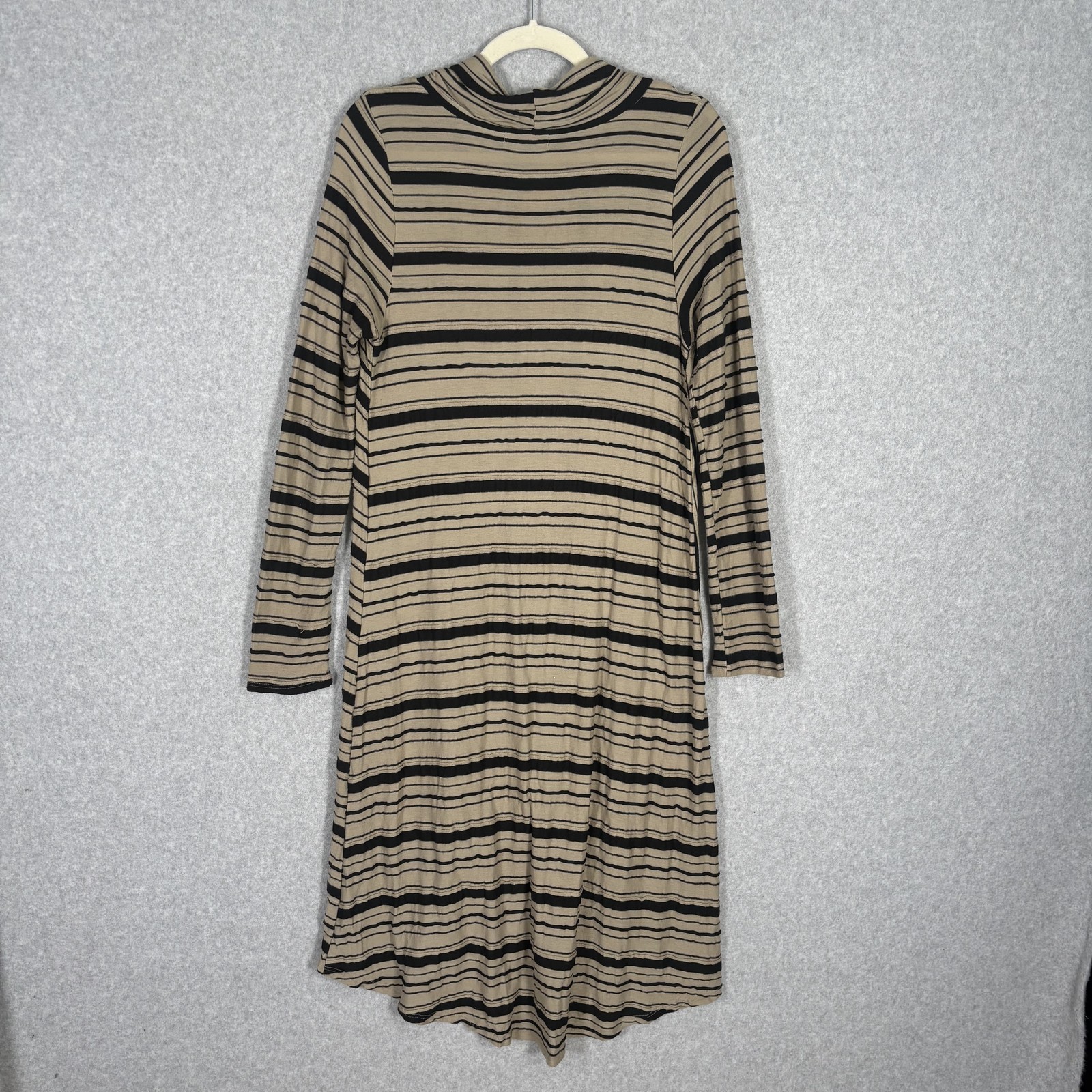 Chalet Dress XS Tan Asymmetric Flowy Layered Textured Artsy Lagenlook Modest USA