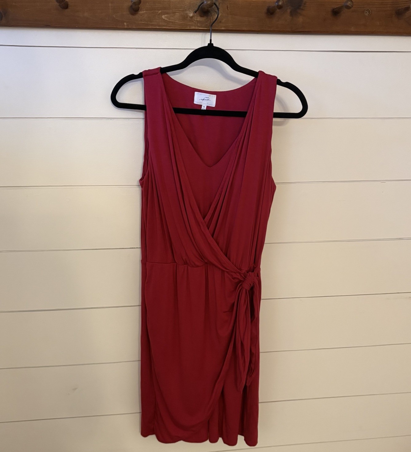 Soma Wknd Faux Wrap Dress Raspberry Red Sleeveless Built In Bra Size M