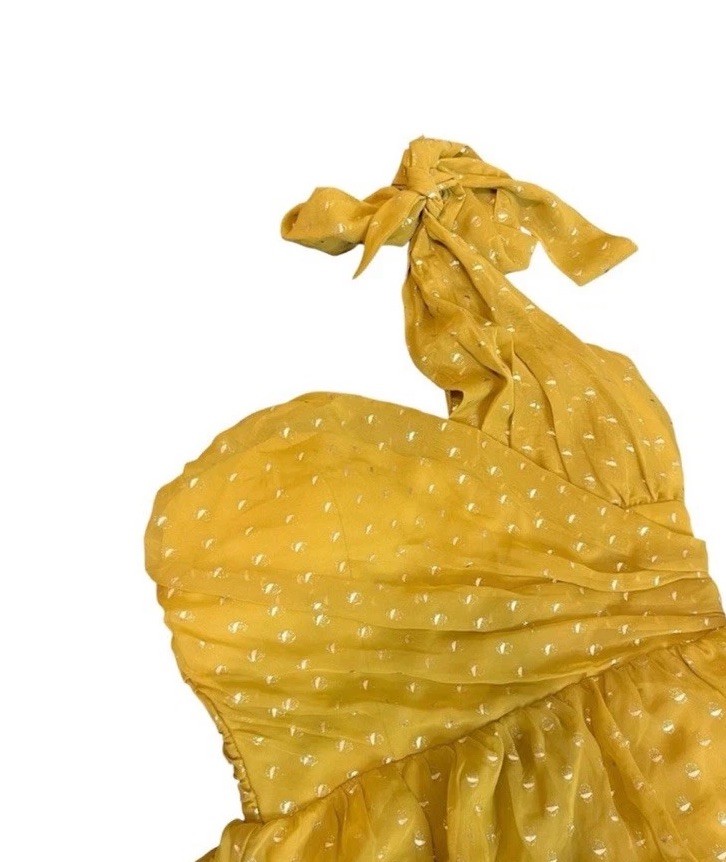 “ORANGE” Yellow One-Shoulder Ruffle Dress Size: Small