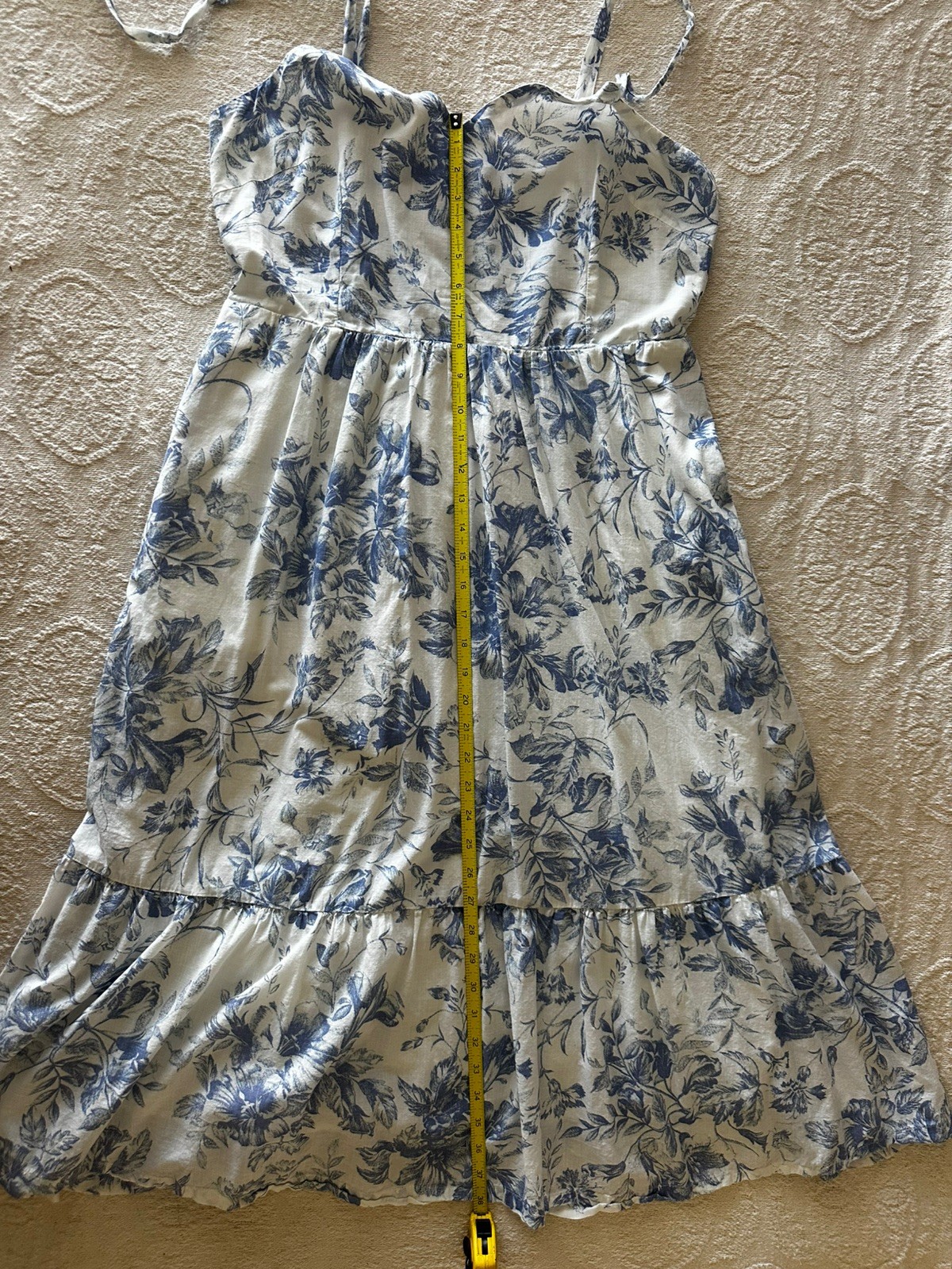 Gap 💯%Cotton Dress Offwhite Floral Maxi Blue/ White Floral Summer Sz 12 Med