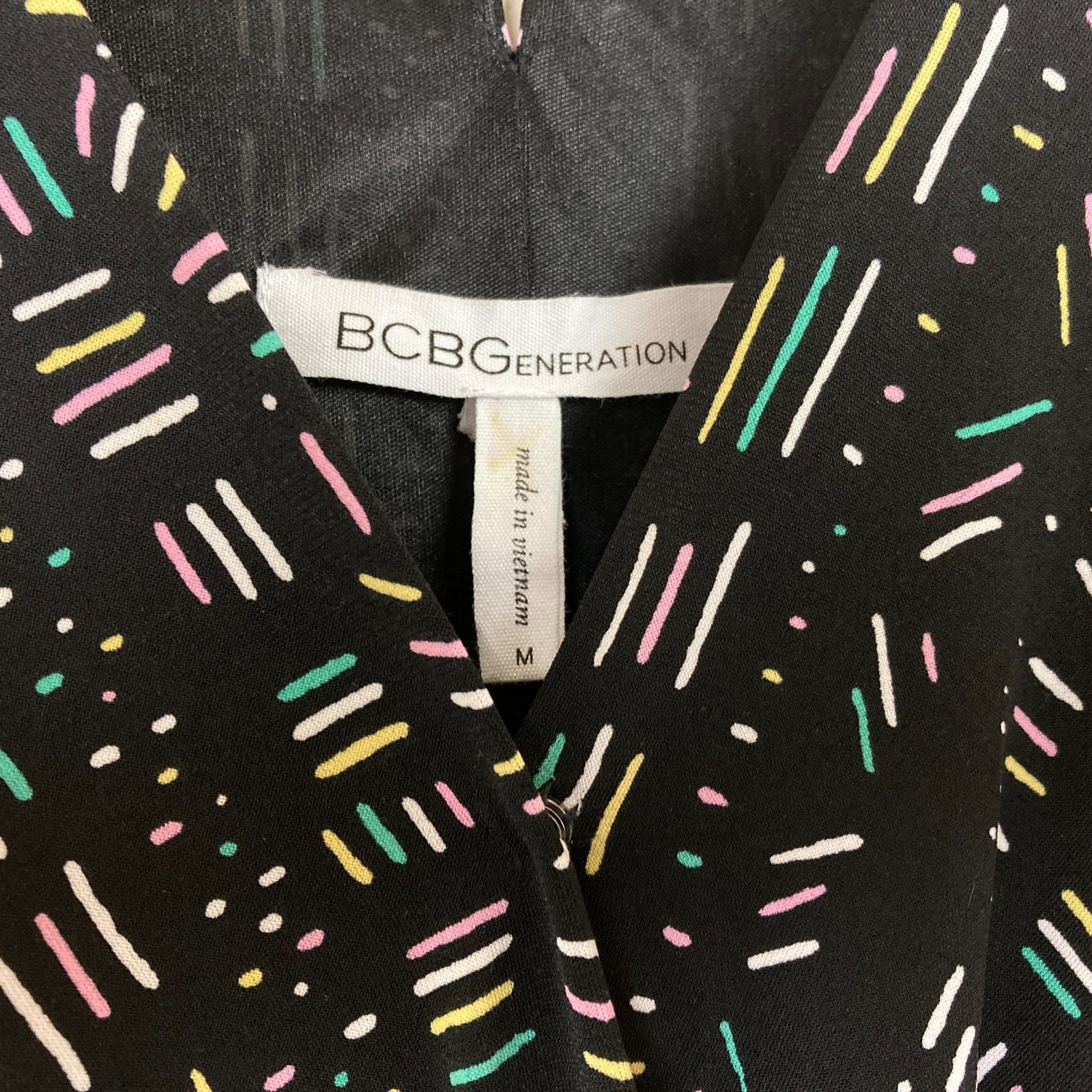 BCBGeneration Matchsticks Surplice Maxi Dress Size M Black Multi Strappy Pockets