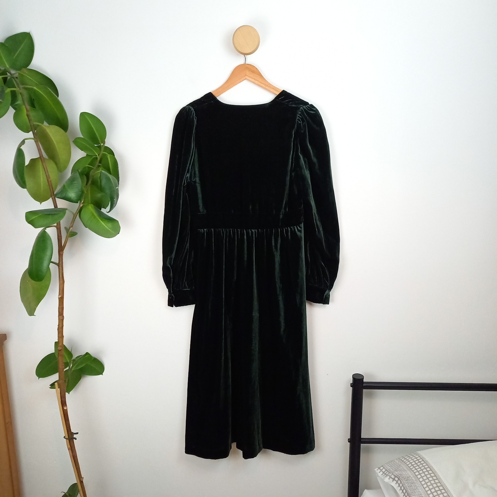 BODEN Elise Emerald Green Velvet Midi Dress Size UK 10