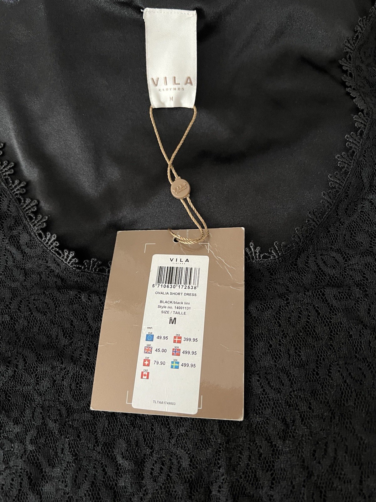 VILA Black Lace Layered Sleeveless Fit & Flare Dress Ladies UK 10 (Medium)