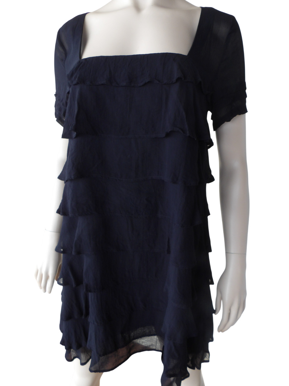 ASOS Tiered Black Dress Ruffle Flowy Chiffon Whimsigoth Baddie Sz 8 M Witchy Boh