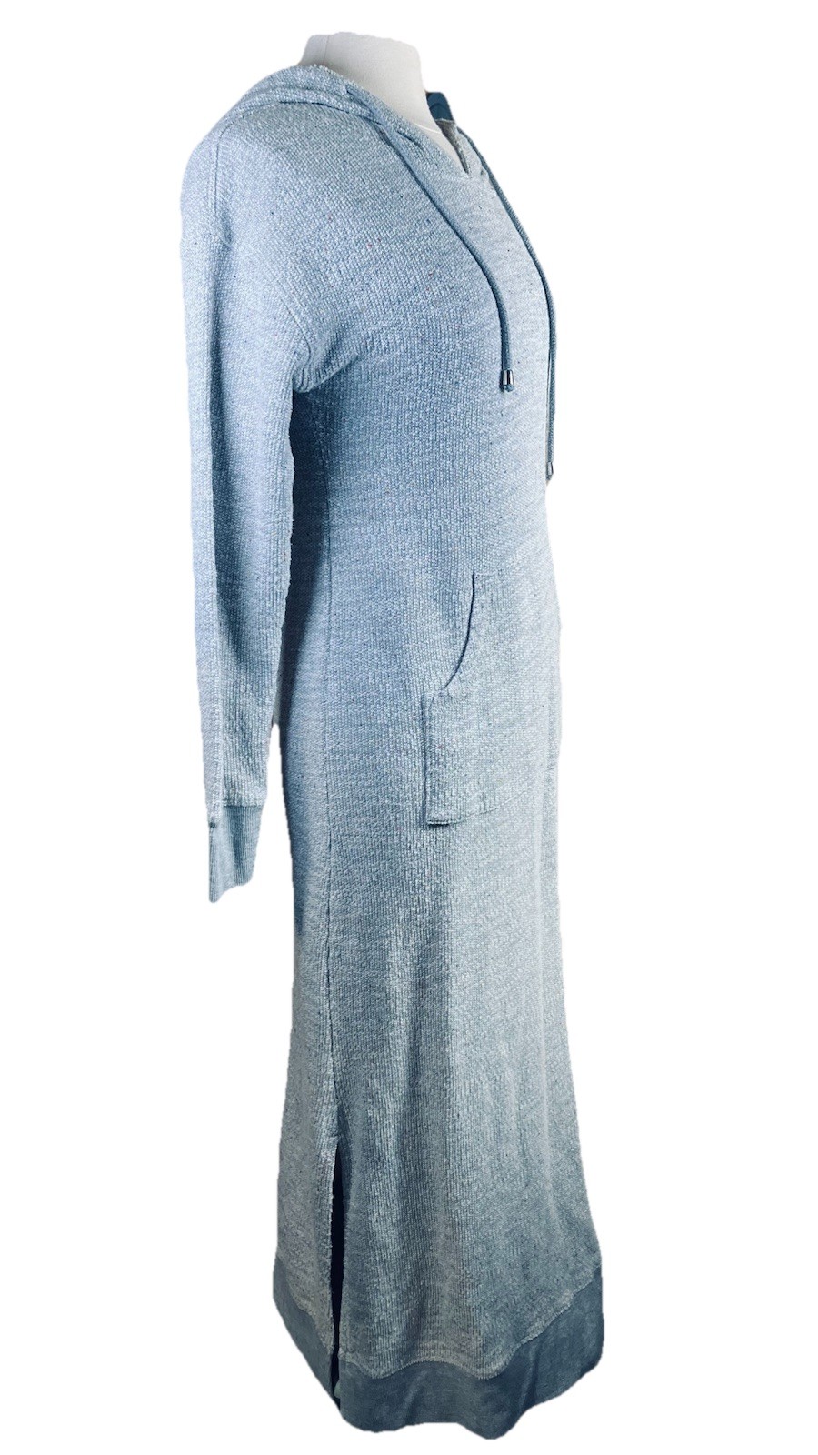 Soft Surroundings (XS) Gray Sweatshirt Dress Hooded 15” Side Slits Big Pocket