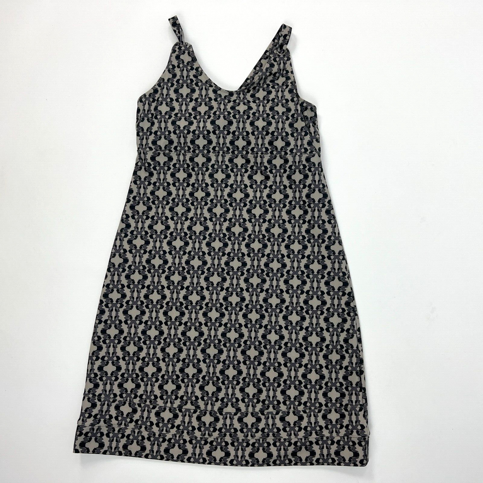 Merrell Womens M Gray Print Opti Wick UPF Strappy Dress Shelf Bra Beach Active