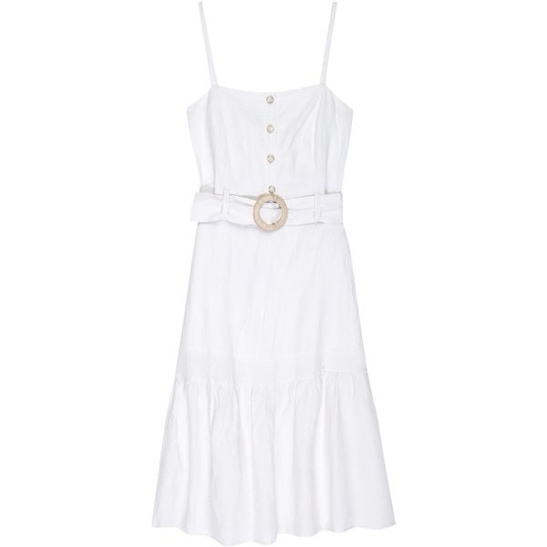 Rails Astrid Dress Stone Linen Rayon Blend Midi Button Front Belted Size Medium