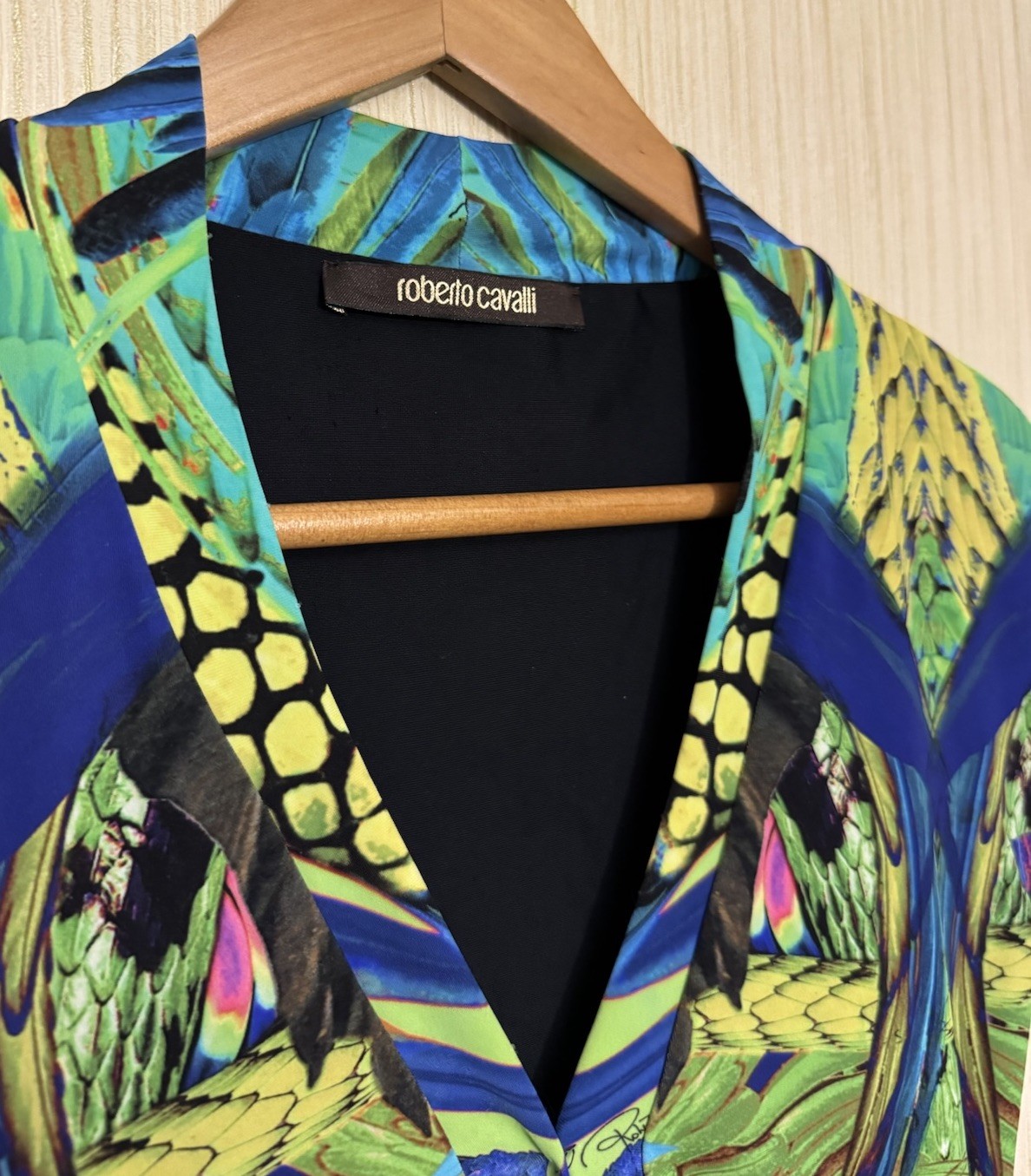 Roberto Cavalli Animal Print Dress Size S Colorful Designer Vintage Rare Y2K