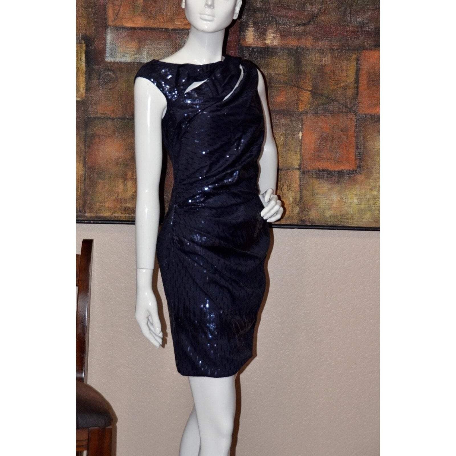 KEVAN HALL SEQUIN BODYCON SPLICED COCKTAIL EVENING DRESS SIZE 6 NEW!